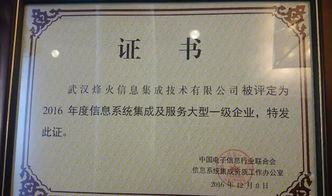烽火通信荣膺首批全国信息系统集成及服务大型一级企业，引领行业标杆